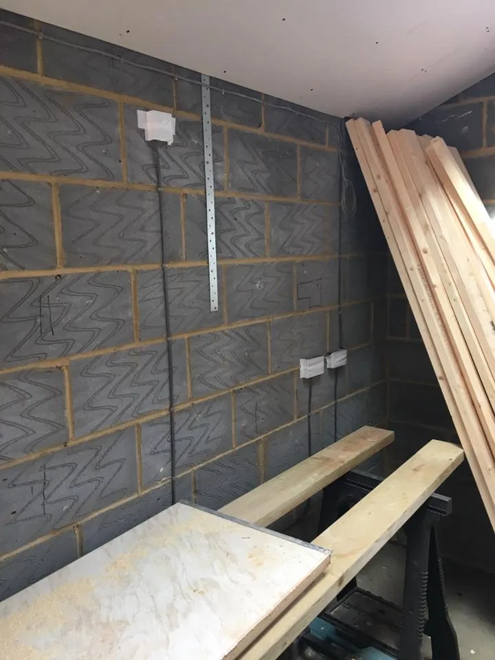 First-fix wiring installed in a new house extension